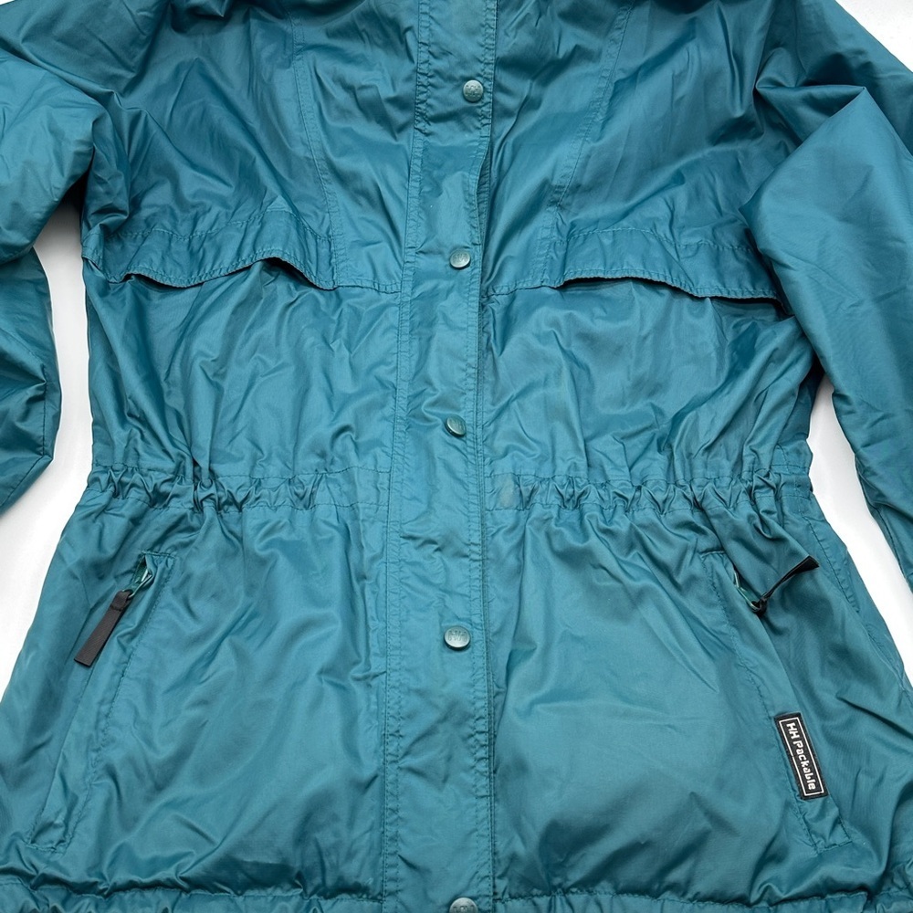 Helly Hansen HH Packable Hooded Jacket‎ Teal Blue Full Zip Windbreaker Size Med